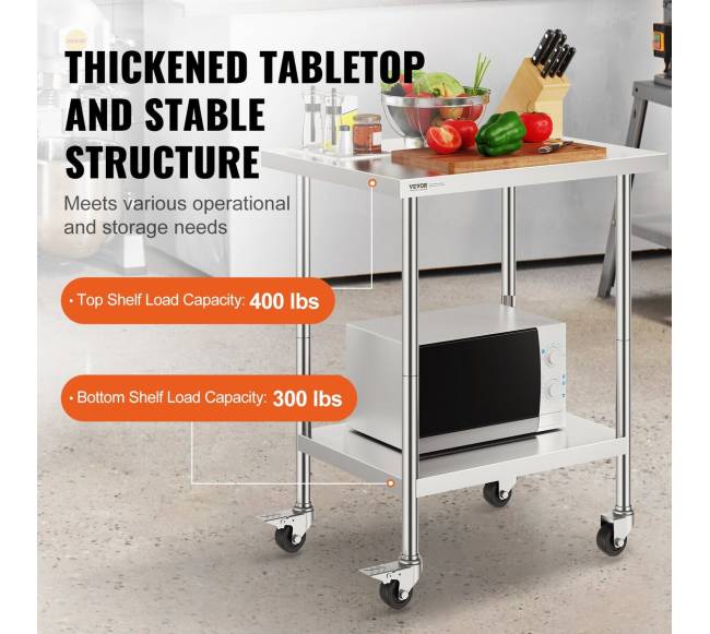 Nerūdijančiojo plieno darbo stalas su ratukais2