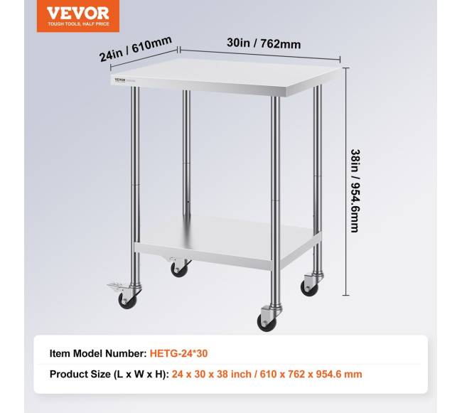 Nerūdijančiojo plieno darbo stalas su ratukais6