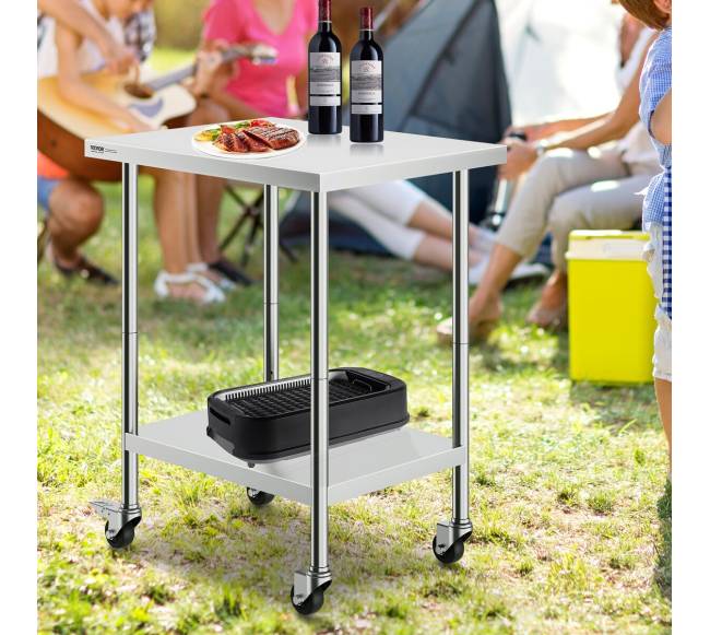 Nerūdijančiojo plieno darbo stalas su ratukais7