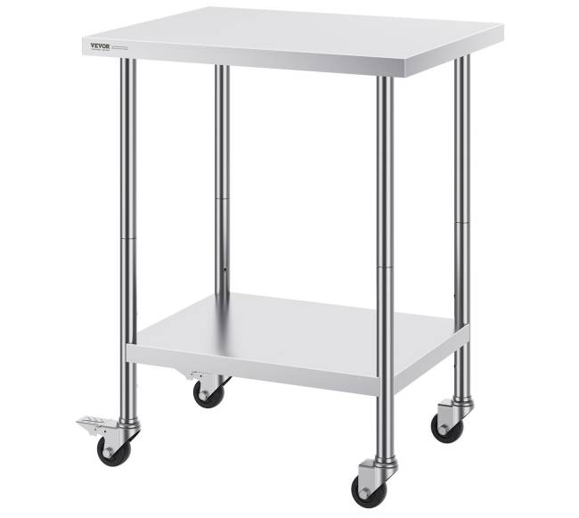 Nerūdijančiojo plieno darbo stalas su ratukais8