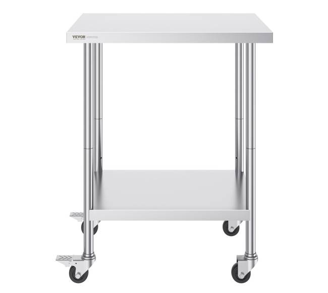 Nerūdijančiojo plieno darbo stalas su ratukais9
