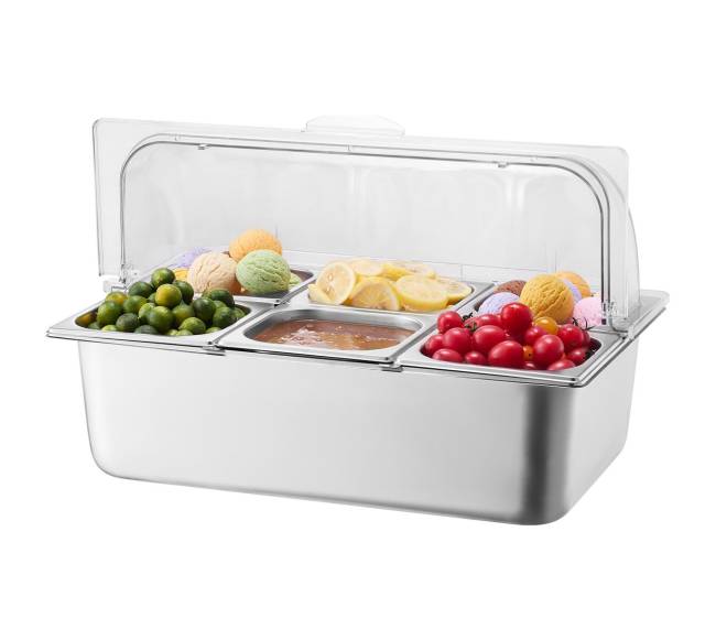 Virtuvinis indas su 6 skyrių talpyklomis0