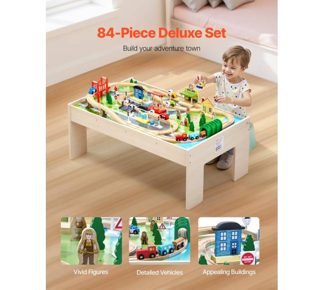 Medinis vaikų žaidimų stalas su traukinio trasa2