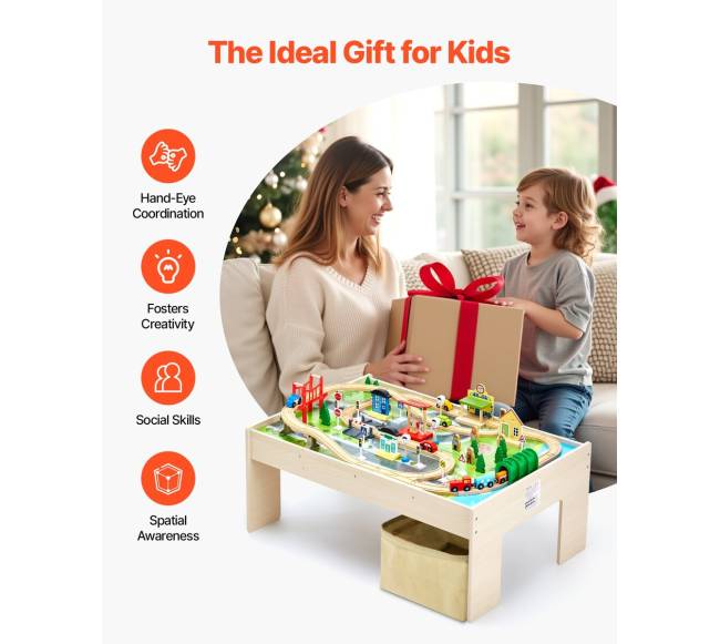 Medinis vaikų žaidimų stalas su traukinio trasa5