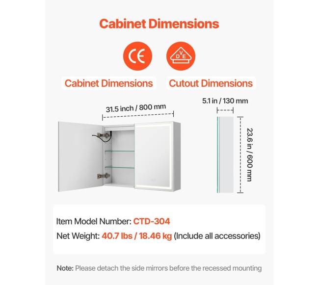 Apšviesta vaistų spintelė su HD veidrodžiu 60 x 80 cm1