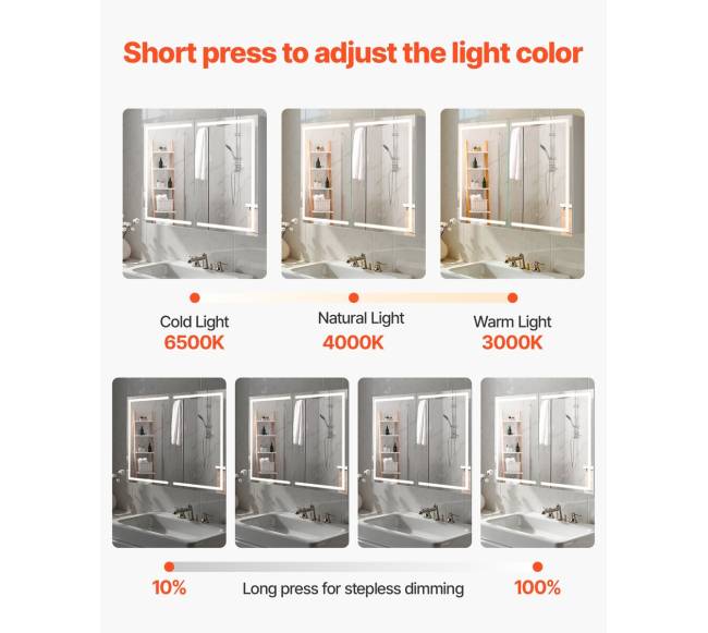 Apšviesta vaistų spintelė su HD veidrodžiu 60 x 80 cm2