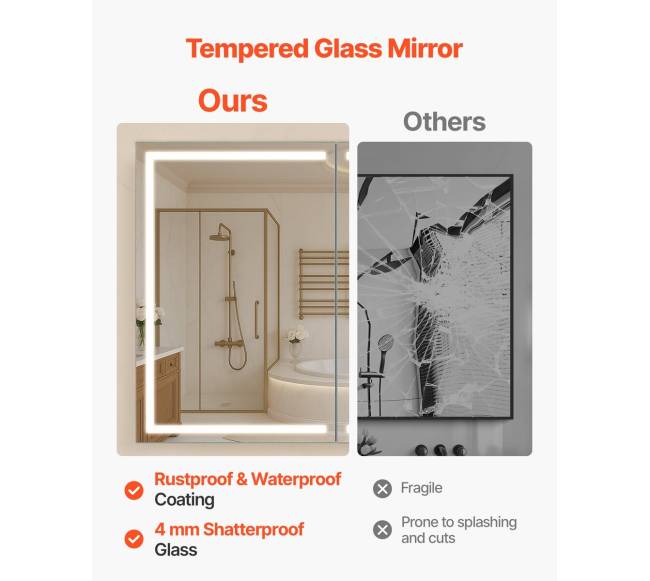 Apšviesta vaistų spintelė su HD veidrodžiu 60 x 80 cm3