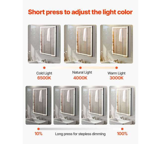 Apšviesta veidrodinė vaistinėlė 50 x 70 cm2