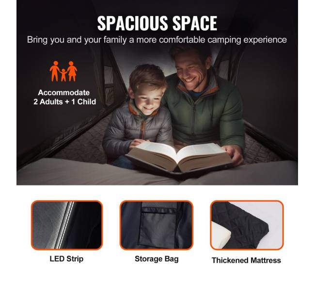 Kieto korpuso stogo palapinė 2-3 asmenims su kopėčiomis2