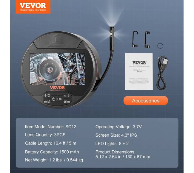 Endoskopo kamera su 4.3 colio ekranu6