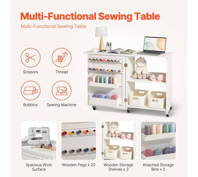 Sulankstomas siuvimo stalas su ratukais1