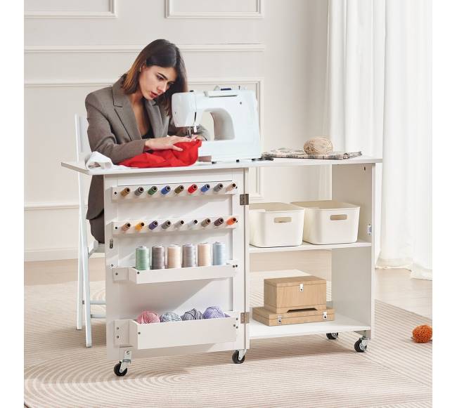 Sulankstomas siuvimo stalas su ratukais7