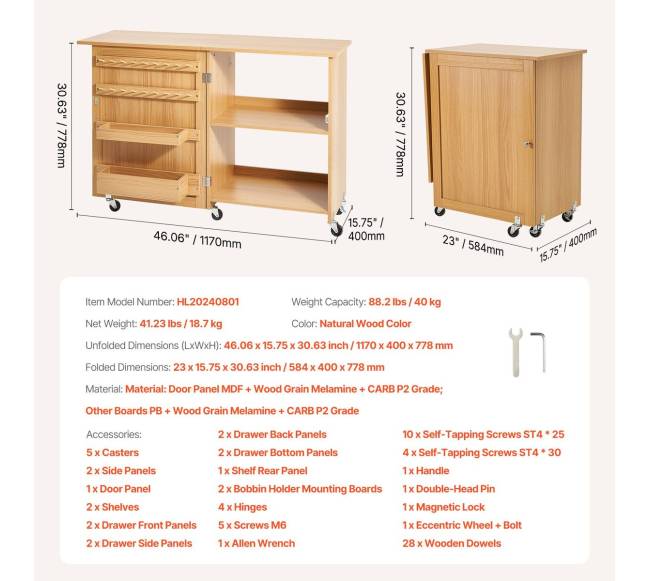 Sulankstomas siuvimo stalas su rateliais6