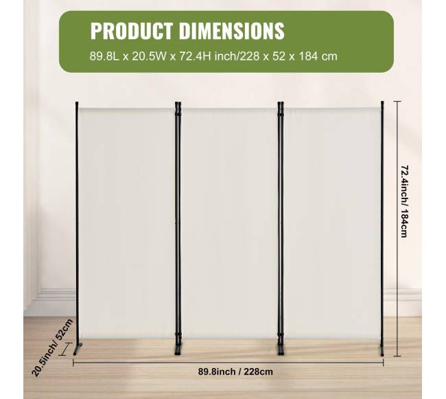 Trijų dalių baltas kambario pertvaras6