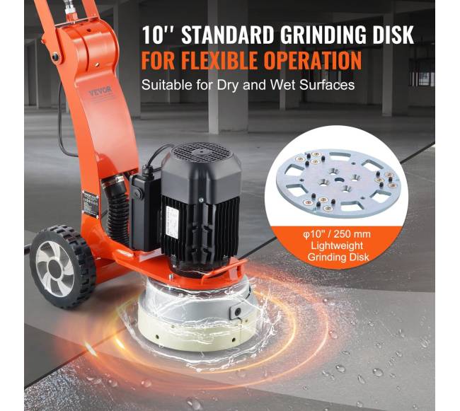 Betono grindų šlifuoklis su 10 cm disku4