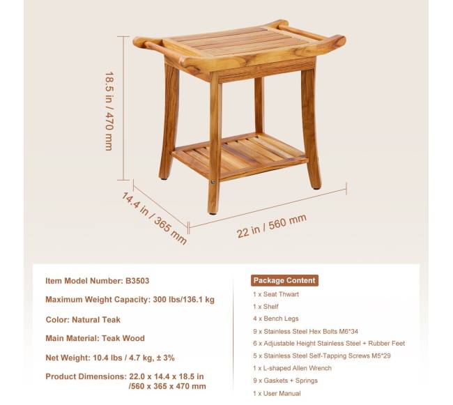 Teak medinis vonios suoliukas6