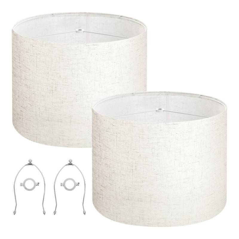 Būgninis lempos gaubtas su harpomis (šviesus linas)0