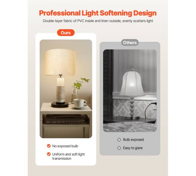 Būgninis lempos gaubtas su harpomis (šviesus linas)1