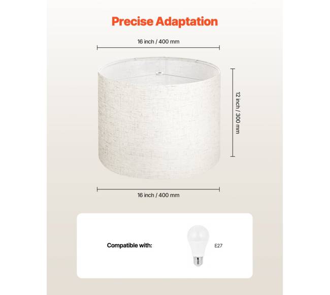 Būgninis lempos gaubtas su harpomis (šviesus linas)3