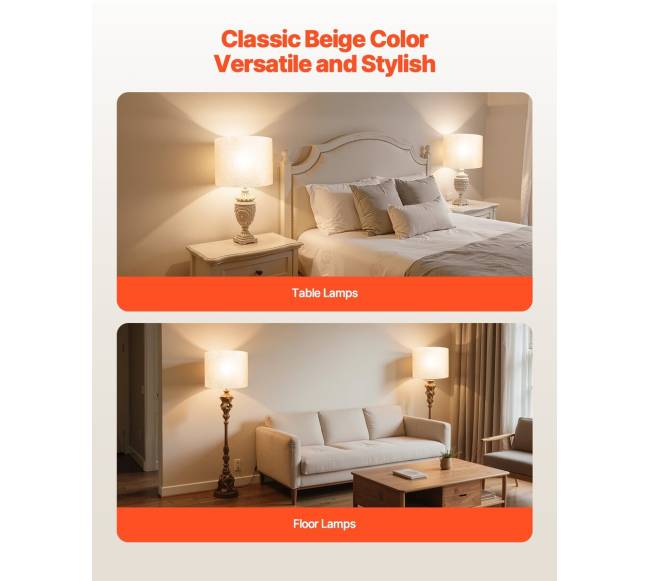 Būgninis lempos gaubtas su harpomis (šviesus linas)5