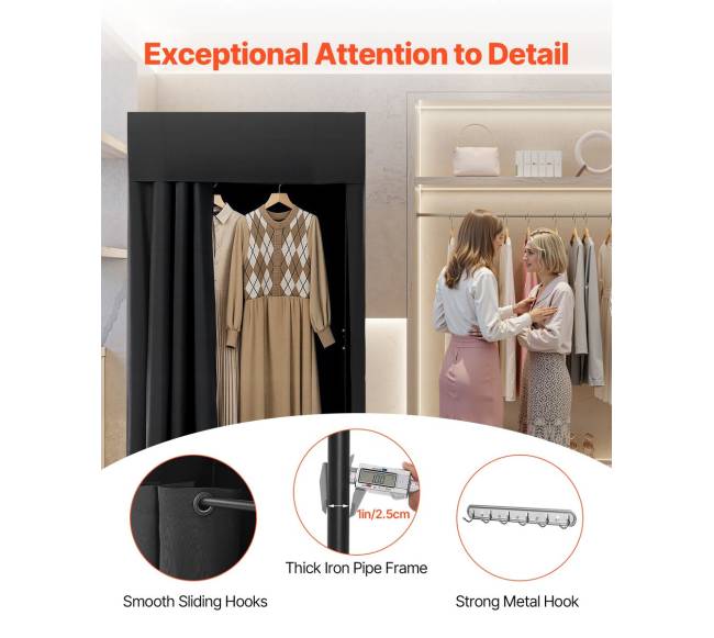 Nešiojama persirengimo kabina juoda 99 x 99 x 198 cm3