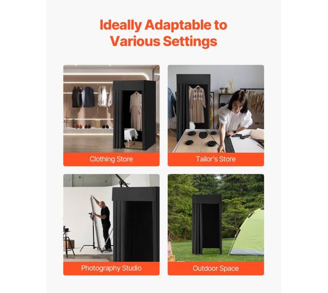 Nešiojama persirengimo kabina juoda 99 x 99 x 198 cm4