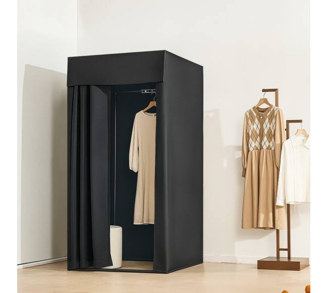 Nešiojama persirengimo kabina juoda 99 x 99 x 198 cm7