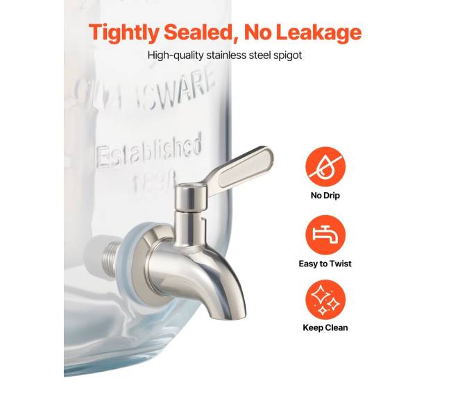 Stiklinis gėrimų dozatorius su stovu 3,8 l2