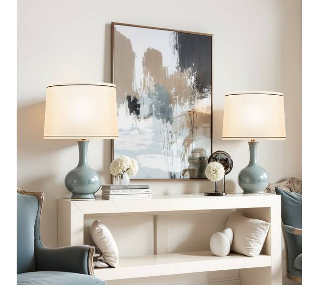 baltos spalvos dviejų lempų gaubtų komplektas7