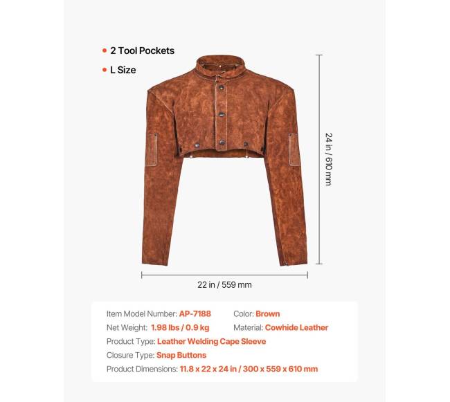 Odinė suvirinimo kepurė su rankovėmis, L dydis6