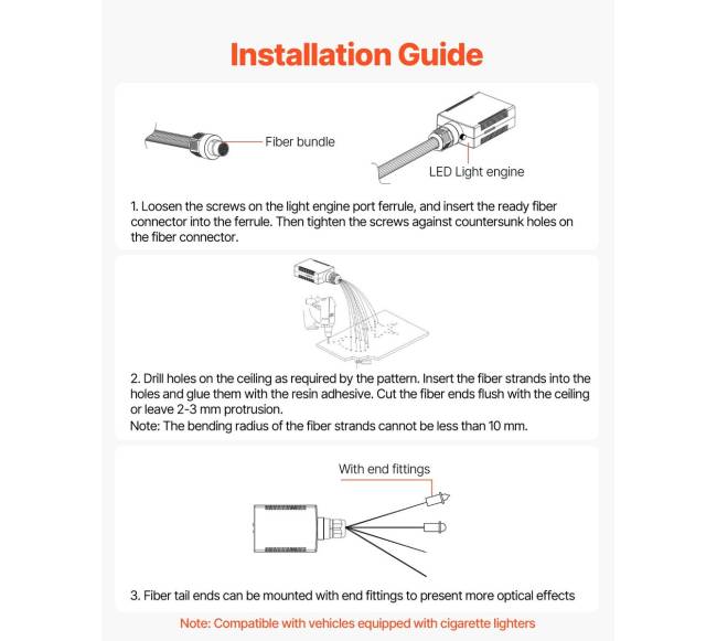 150 dalių optinio pluošto žvaigždžių šviestuvų komplektas4