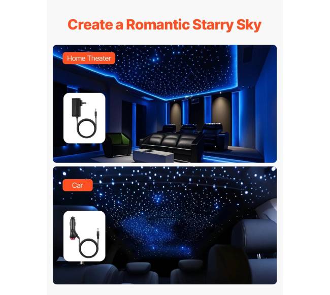 150 dalių optinio pluošto žvaigždžių šviestuvų komplektas5