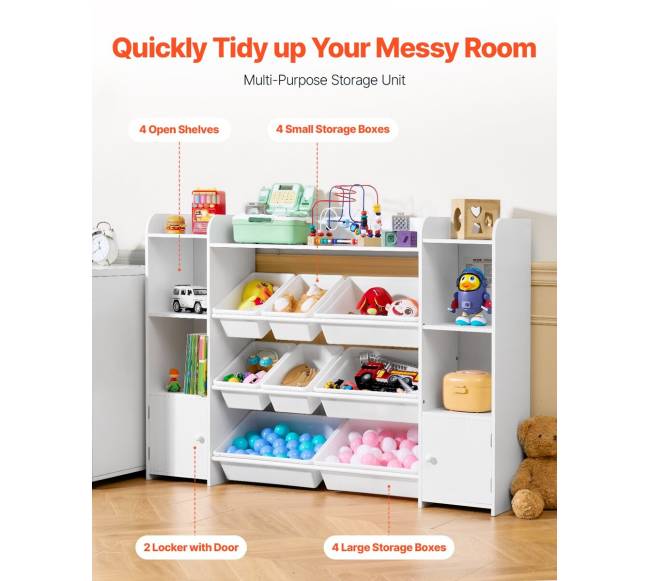 Vaikiška žaislų ir knygų lentyna su 8 dėžėmis1