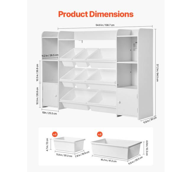 Vaikiška žaislų ir knygų lentyna su 8 dėžėmis2