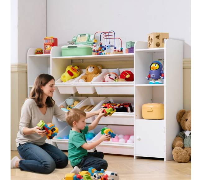 Vaikiška žaislų ir knygų lentyna su 8 dėžėmis7
