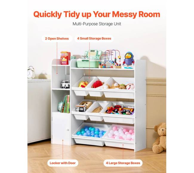 Vaikų žaislų lentyna su 8 plastikinėmis dėžėmis1