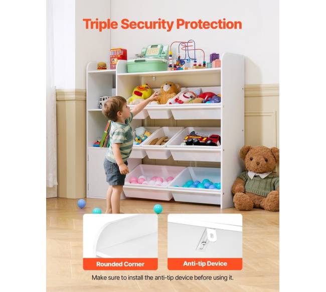 Vaikų žaislų lentyna su 8 plastikinėmis dėžėmis4