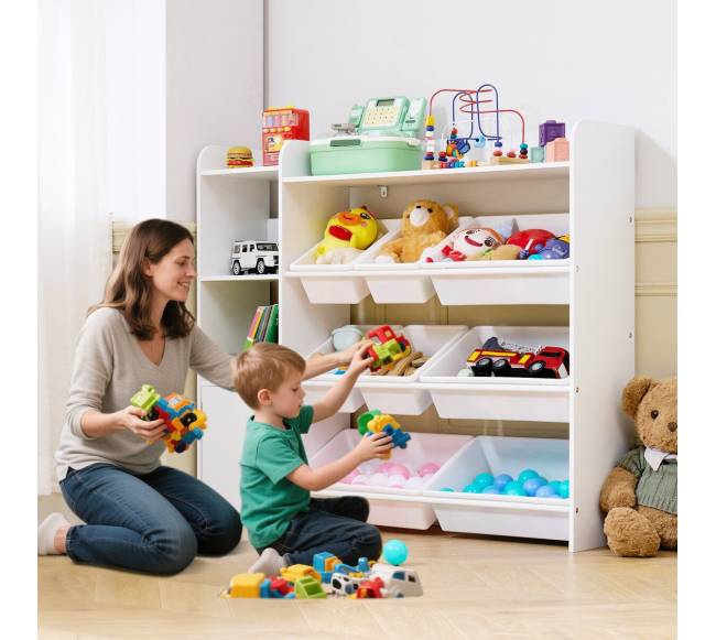 Vaikų žaislų lentyna su 8 plastikinėmis dėžėmis7