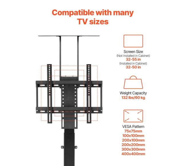 Motorinis televizoriaus pakėlimo stovas su pultu2