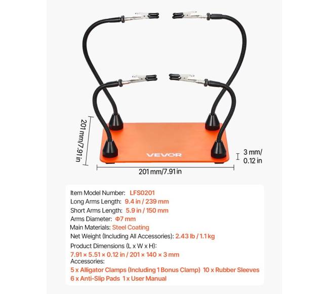 Magnetinė lydinančių rankų stotis su 4 lanksčiais laikikliais6