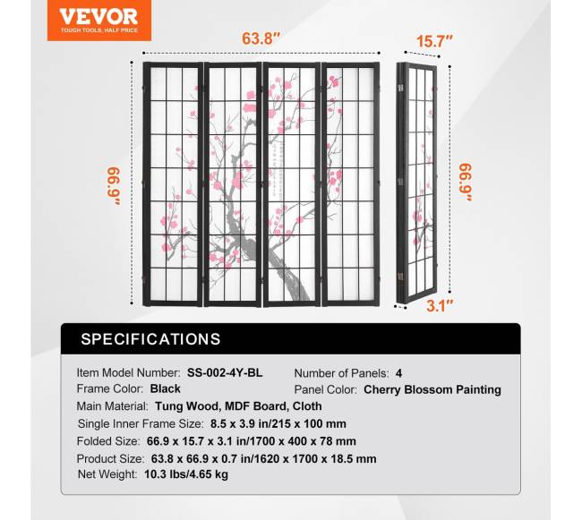 Japoniška kambario pertvara su 4 skydais6