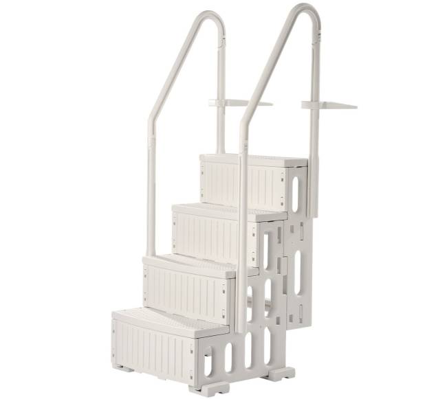 4 pakopų balti baseino laipteliai 48-54 cm baseinams0