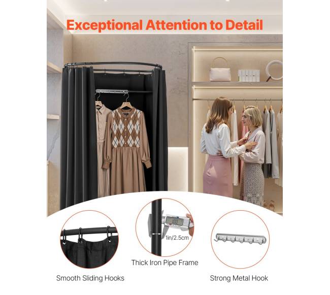 Nešiojama persirengimo kabina, 100 x 95 x 200 cm, juoda3