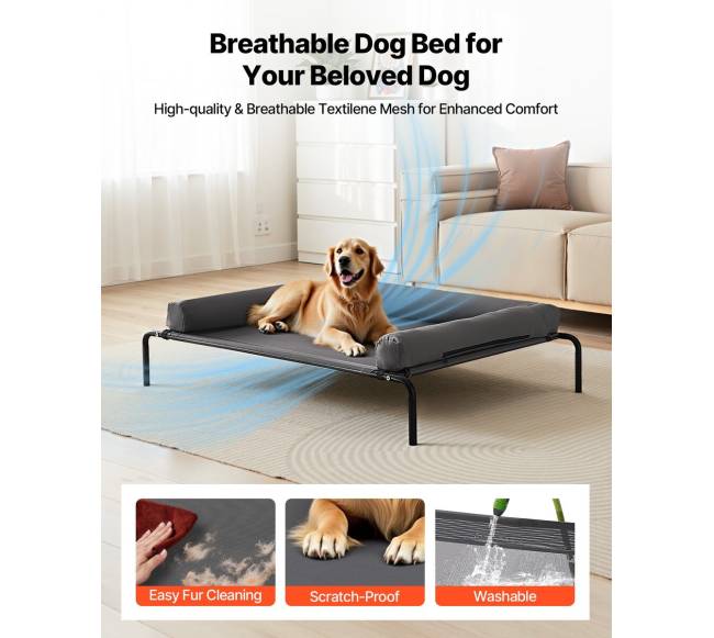 Paaukštinta šuns lova su pagalve XL pilka1