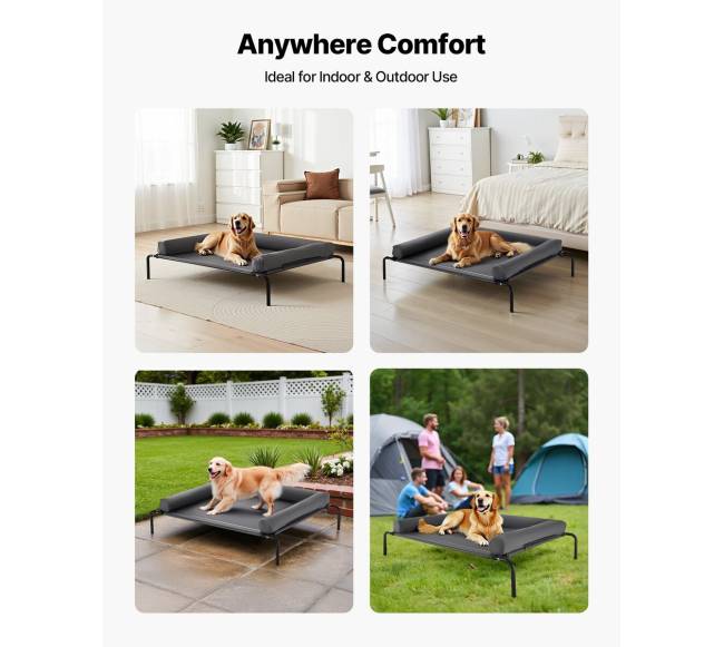 Paaukštinta šuns lova su pagalve XL pilka5