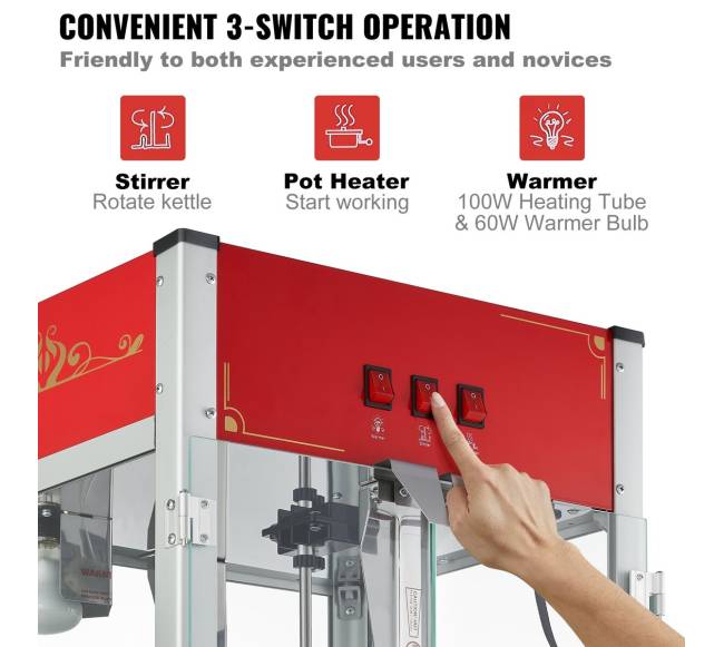Raudonas stalinis spragėsių gaminimo įrenginys 1440W4