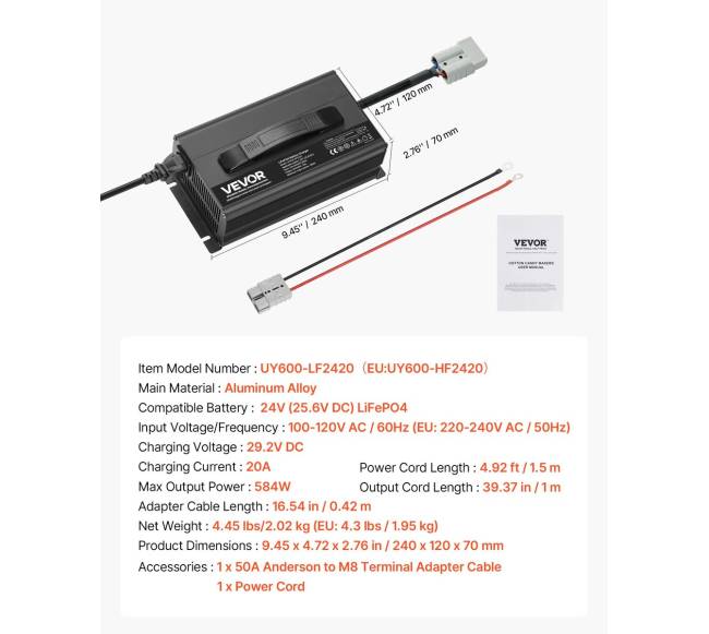 24V 20A ličio baterijos įkroviklis RV6