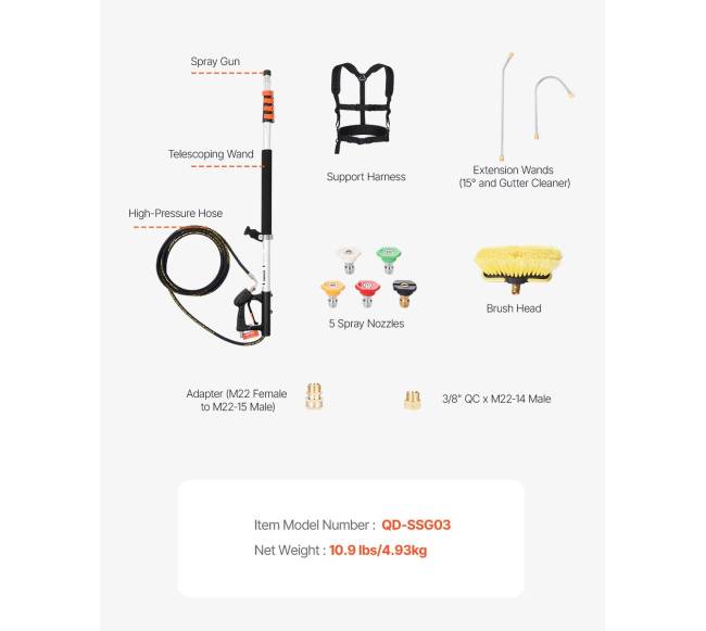 Aukšto slėgio plovimo teleskopinis antgalis su šepečiu6