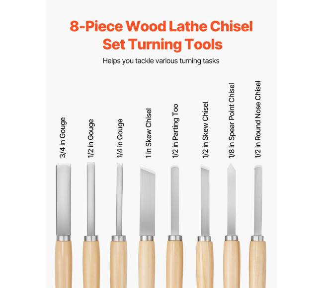 8 vnt. medžio tekinimo kaltų rinkinys su plieniniais ašmenimis1