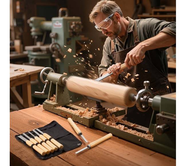 8 vnt. medžio tekinimo kaltų rinkinys su plieniniais ašmenimis7